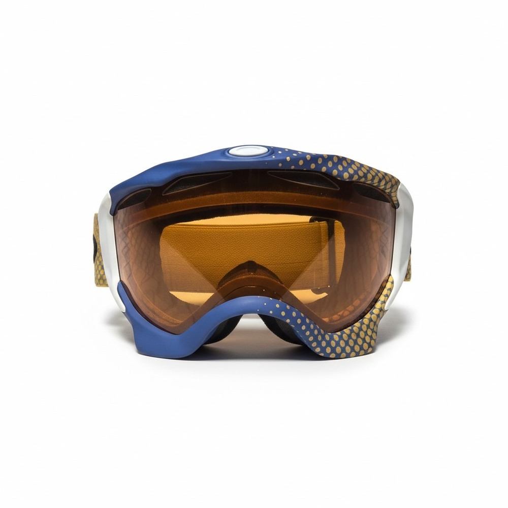 Oakley Crowbar Snow Goggles Blue Mustard Yellow Orange Lens Ski Snowboard